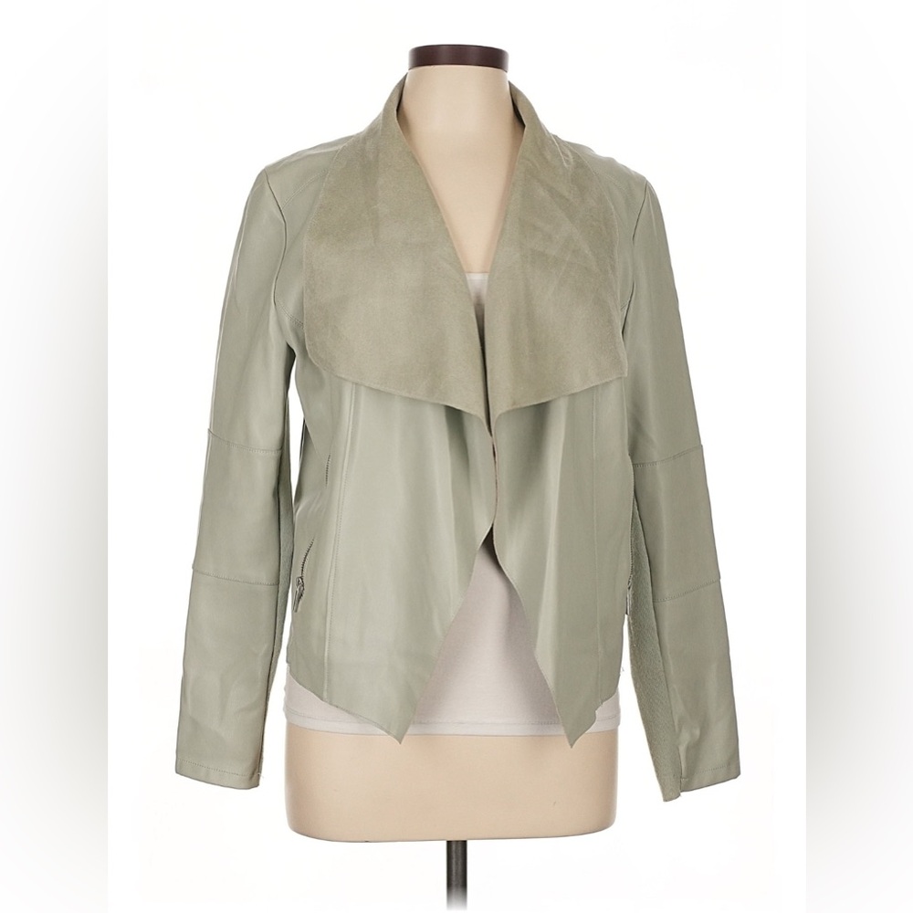 Bagatelle Light moss green grey Women's Blazer M faux leather Medium Jacket #12